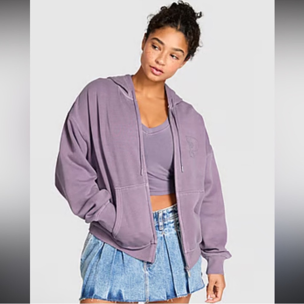 VS pink CAMPUS FLEECE FULL-ZIP HOODIE